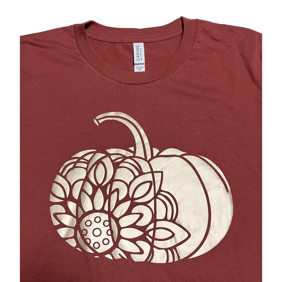 Womens Short Sleeve Tee T-Shirt with HTV Vinyl Gold Pumpkin Brick Red Med NWOT - Picture 2 of 9